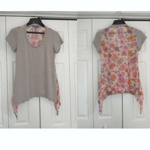 Sachin + Babi Silk Back Floral Handkerchief Hem Tee